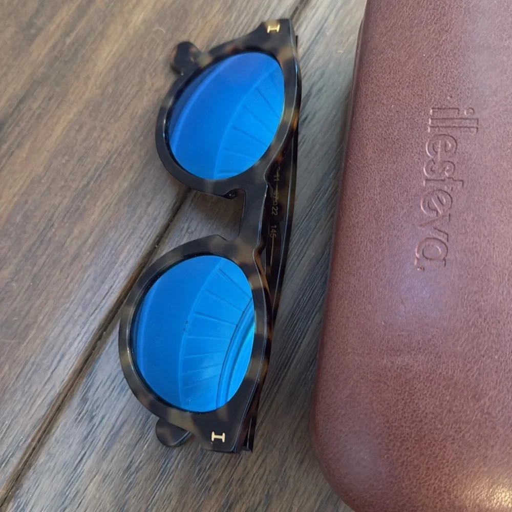 Illesteva Leonard Sunglasses Tortoise Blue Mirror - Picture 6 of 13